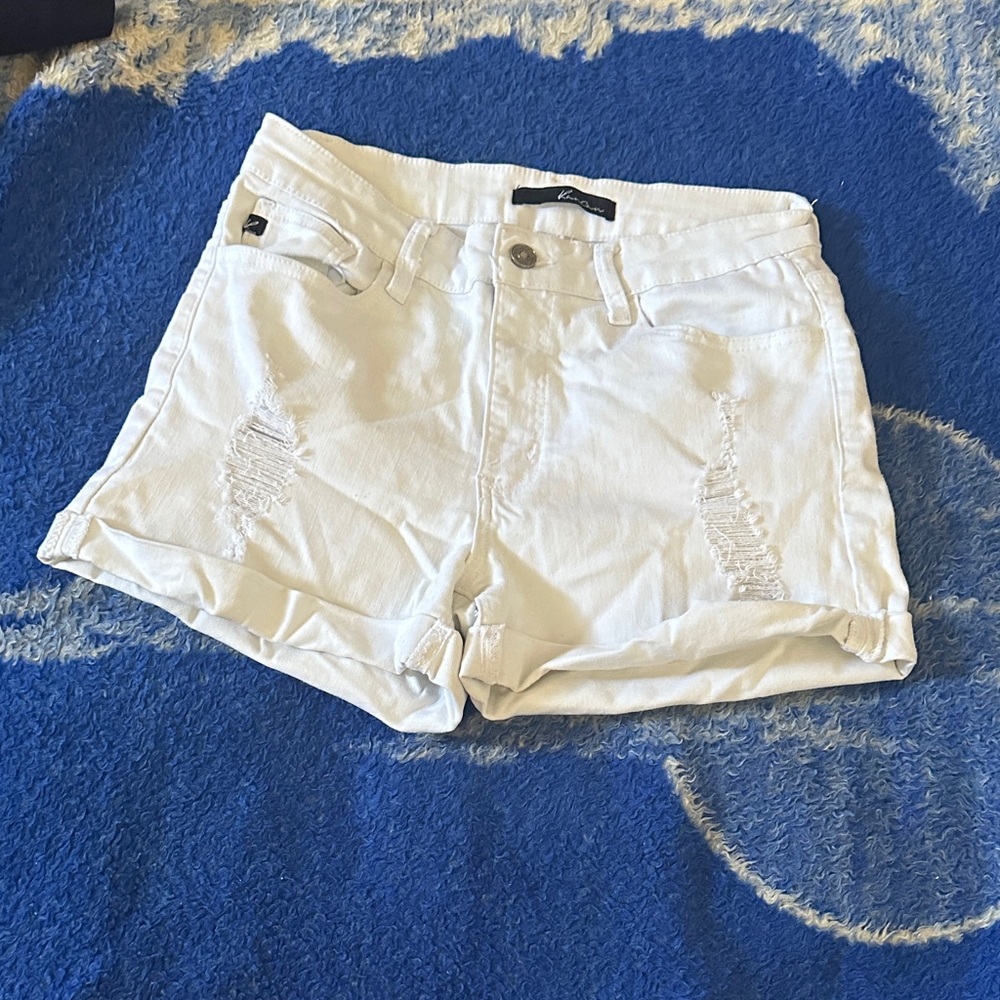 KanCan Women's Light Denim Distressed Shorts